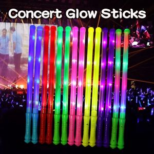 48CM 5Pcs LED Fluorescent Sticks Rainbow Glow Light Sticks Kpop Idol Concert Cheering Support Sticks Bar Party Festival Wedding Flash Props
