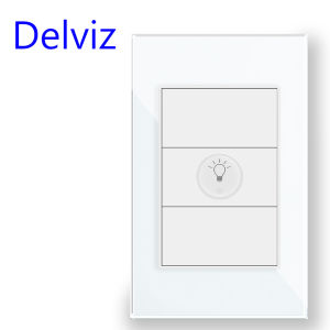 DELVIZ | Delviz Brazil Dimmer Switch Wall light luminance controller US standard 120mm*72mm crystal glass panelKnob dimmer Wall Switch
