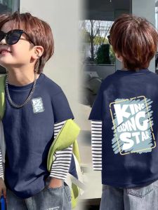 100% Pure Cotton Long Sleeve T-Shirt New Autumn Cartoon Base Shirt for Boys Stripe Print Baby Clothes Toddler Kids Outfits