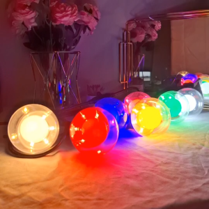 ไฟคริสตัล E27 220V หลอดสีLED แสงสองชั้น ไฟดวงแก้ว สะดุดตาเรียกลูกค้า บูชาสิ่งศักดิ์สิทธิ์ มงคลยิ่ง ในโรงแรม สร้างบรรยากาศ