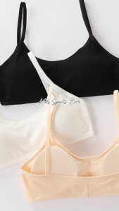Kids Sports Bra Cotton Cotton Blend with Elastic Straps Plain Colors for Girls 7-14 Years Old