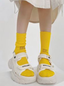 23ss Fall and Winter Japanese Minority Tooling Style Thick Needle Minimalist Letter Print Knee Socks Socks for Men and Women Purified Cotton Loose Socks