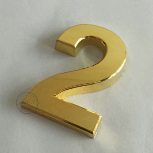 Gold Plated Plastic Number Stickers Self Adhesive Metal Tag Identification Plaque for Community Room Number Labeling