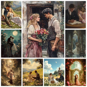 CHROMA NEST Original Couple Love DIY Digital Oil Painting Colorful Handmade Painting Home Wall Decoration Simple Handmade Gift