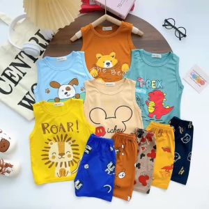 Bộ Quần Áo Trẻ Em Ba Lỗ Hiệu MINKY MOM Vải Thun lạnh In Động Vật Dễ Thương Cho Bé 0-7 Tuổi Khoảng 8-27kg Mặc Vừa - BL-IN66