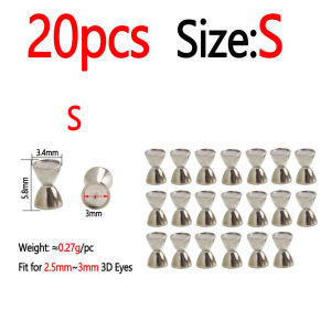 Bimoo 20PCS Weighted Sunken Brass Dumbbell Beads Barbell Eyes Fly Tying Material For Crazy Charlie Saltwater Fishing Lures Bait