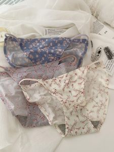 กางเกงชั้นในผ้าไหมน้ำแข็งไร้ตะเข็บเซ็กซี่สำหรับผู้หญิง กางเกงขาสั้นทรงสามเหลี่ยมผ้าฝ้ายบางระบายอากาศได้ดี กางเกงชั้นในผู้หญิงลายเสือดาว