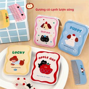 Gương Nhỏ Dễ Thương Gương Trang Điểm Mini Có Thể Gập Lại Cầm Tay Thiết Kế Lược Sáng Tạo Dành Cho Các Cô Gái