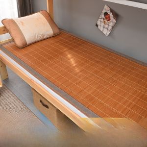 Double-Sided Bamboo Cooling Mat Ice Silk Single Bed Dormitory Bottom Bunk Bed Grass Mat Home Use Summer Cooling Bedding