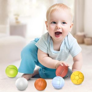 Baby Sensory Balls Soft Rubber Balls for Toddlers 1-3 Montessori Sensory Bath Toys 6 to 12 Months Kids Soccer Ball