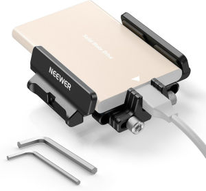 NEEWER UA035 SSD Holder Mount Bracket with Cold Shoe Cable Clamp 1.6"-2.6" for Samsung T5 T7 SSD SanDisk for Neewer SmallRig iPhone 16 15 Pro Max Phone Cage Rig