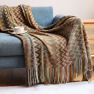 Chăn Dệt Kim Phong Cách Boho Họa Tiết Aztec Kiểu Baja Trang Trí Ghế Sofa Hình Chữ Nhật Treo Tường Thảm Trang Trí Nhà Cửa Dành Cho Người Lớn