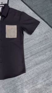 Áo sơ mi nam tay ngắn thêu họa tiết chữ phối màu đẹp chất vải cotton lạnh dày dặn thoáng mát mẫu mới DVFASHION