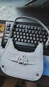 Baggie (Ready Stock) Women Y2K Style Star Handbag Denim Baguette Bags Hot Girl Retro Metal Buckle Clutch Shoulder Bag