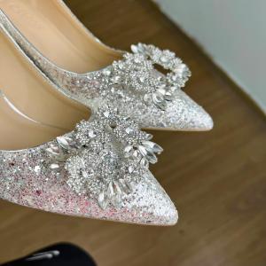 Sequin Wedding Shoes French Style Fancy High Heels Crystal Shoes Wedding Toast Wedding Shoes Not Tired Feet Rhinestone Bridal Shoes