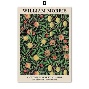 Abstract Scandinavian Wall Art William Morris Floral Botanical Leaves Oil Painting Posters Prints Home Bedroom Living Room Decor