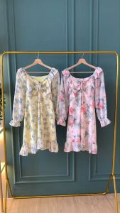 D11740 Melia Ruffle Hem Floral Mini Dress