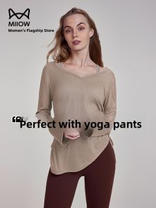 Miiow | Catwoman Summer Womens Sport Long Sleeve Loose Meat Covering Drawstring Waist Slimming Lightweight Breathable Yoga Top