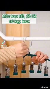 Móc Treo Đồ Lót Tất Quần Áo Trẻ Nhỏ Có Khóa Chống Gió10 Móc Kẹp Bằng Inox Sơn Tĩnh Điện Cứng Cáp Tiện Lợi Dễ Thương.