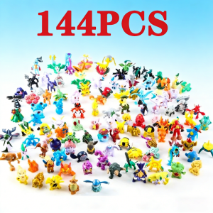 Bandai | 144pcs Pokemon Pikachu Action Figure Toys Mini Figures Model Toy Pikachu Anime Doll Birthday Christmas Gifts Figurines Twisted