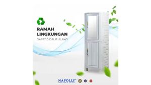 NAPOLLY - R99 2C.K Cabsul 1 | Napolly Lemari Pakaian 1 Pintu Rak dan Gantung + Cermin Kunci PUMA | Lemari Cabinet Serbaguna