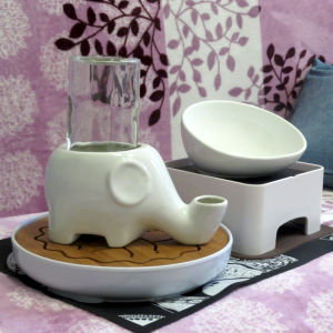 Dax Pet Drinking Water Fountain Cat Dog Water Feeder No Wet Mouth Elephant Cat Special Flat Face Cat Water Bowl