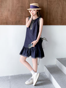 YINLUOYA | French Embroidered Sleeveless Dress Women Summer Loose Slimming Short Denim Vest Dress Super Beautiful Absolutely Beautiful Backless Dress