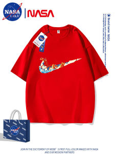 NASA Joint Name NK Trendy Chinese Style Kids Pure Cotton Short Sleeve T-Shirt Boys Girl Summer Red Tops Matching