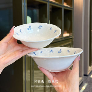 Bát Đựng Cơm Hoa Lớn Màu Xanh Cổ Điển Bát Đựng Súp Bát Ăn Bát Đựng Món Tráng Miệng Bát Đựng Salad Thiết Kế Hoa Đơn Giản