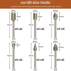SI FANG | 20 Đầu Mài Kim Cương 3mm Dùng Cho Dụng Cụ Xoay - Đĩa Mài Kim Loại Dùng Để Khắc Đá Quý