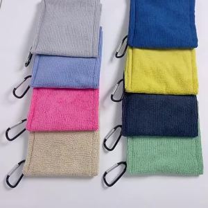 14*14cm Golf Towel High Water Absorption Carabiner Hook Sweat-Absorbent Wiping Cloth for Cleaning Golf Club
