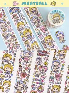 ริบบิ้น PET ลูกอมสีสันสดใส ลายดาว ประดับประดา กาวตกแต่งสำหรับบันทึกการ์ด ของเล่นน่ารัก สไตล์ Angel Series Meatball