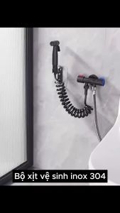 Bộ Vòi Xịt Vệ Sinh Kèm Van Nước 2 Cổng Xả SUS 304 Cao Cấp Bộ Van Xả 2 Đầu SUS 304 Dùng Chia 2 Đường Nước