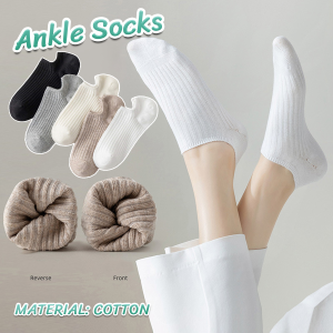 MaxPlus Ladies Socks Cotton Japanese Style Plain Color Breathable and Comfortable Ankle Socks
