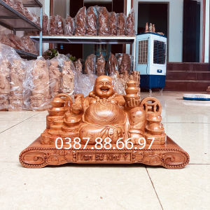 Tượng phật di lặc kim tiền rộng 40 50cm gỗ hương cực đẹp