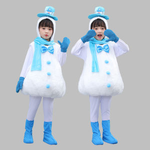 Childrens Performance Costume Snowman Dance Outfit Baby Snow White Thickened Polyester Breathable Elastic Cuff Sleeve