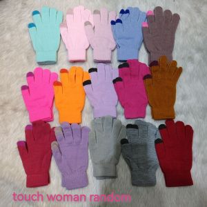 Womens Cashmere Wool Knitted Gloves Winter Warm Thick Touch Screen Gloves Solid Mittens