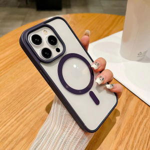 Acrylic Magnetic Phone Case For Magsafe iPhone 12 Pro Max 11 15 16 13 14  Shockproof Funda Cover Transparent Wireless Charging