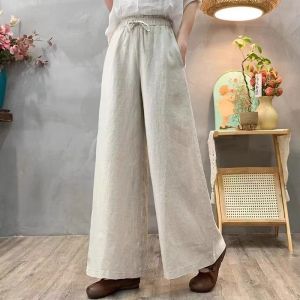 QIAOXIZI | Chinese Style Comfortable Cotton Linen Wide Leg Pants