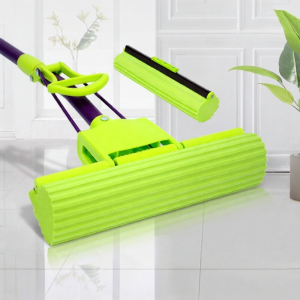 MiaoJie | Chổi Lau Nhà Thấm Nước Có Cán Thép Hợp Kim Đế Cố Định Mạnh Đầu Thay Thế Bằng Bọt Biển Dùng Ở Nhà Không Cần Tay Vắt 1 Bộ