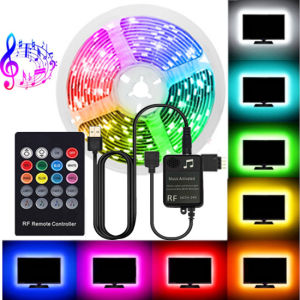 Angelila 5V USB Led Strip Light Color Changing Flexible Strip Lights Audio Music Remote Controller TV Background Lighting RGB LED Tape Lamp for Party Home Decor