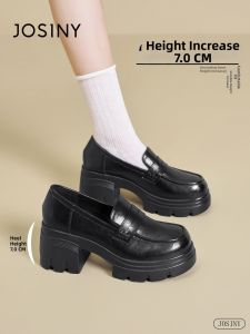 Josiny | Thick Heel Elevating Loafers Female Black