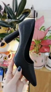 Giày cao gót nữ đẹp đế vuông 8cm hàng hiệu rosata màu đen thời trang cao cấp ro448