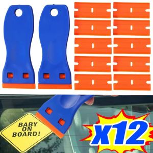 12PCS/Set Multi-functional Car Window Glass Cleaning Scraper with Plastic Blades Cleaning Scraper for Removal Floor Labels Sticker