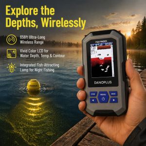 Portable Wireless Fish Finder Color LCD Sonar Sensor 200m Range 45m Depth Rechargeable for Kayak Ice Boat Fishing