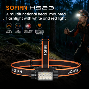 SOFIRN HS23 3320LM LED Head Torch 21700 Rechargeable Headlamp Spotlight Flood Red Light IPX6 Waterproof