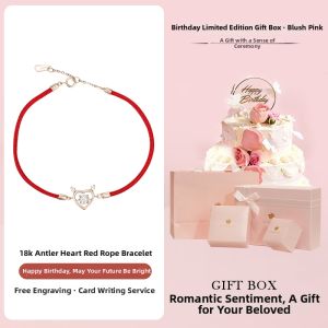 Grace Girl | Gold Heart Shaped Red Rope Bracelet
