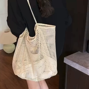 DD Mangkuk Mesh Pantai Beg Ringan Jaring Portable Beach Tote Bag Spacious Summer Vacation Shopping Swimming Daily 防水沙滩包