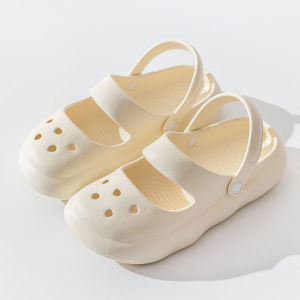Womens Hole Shoes Summer Closed Toe Cute Outdoor Easiest for Match Student Thick Sole Poop Feeling Garden Non Slip Beach Slippers