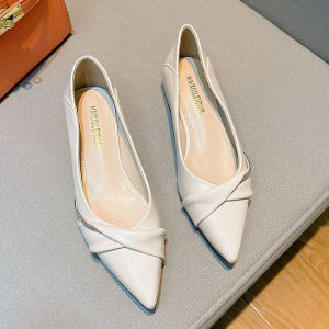 Dream Princess ~ French style Socialite Style Rhinestone Chain Niche Pointed Toe Shallow Mouth Spring and Autumn Chunky Heel Single-Layer Shoes